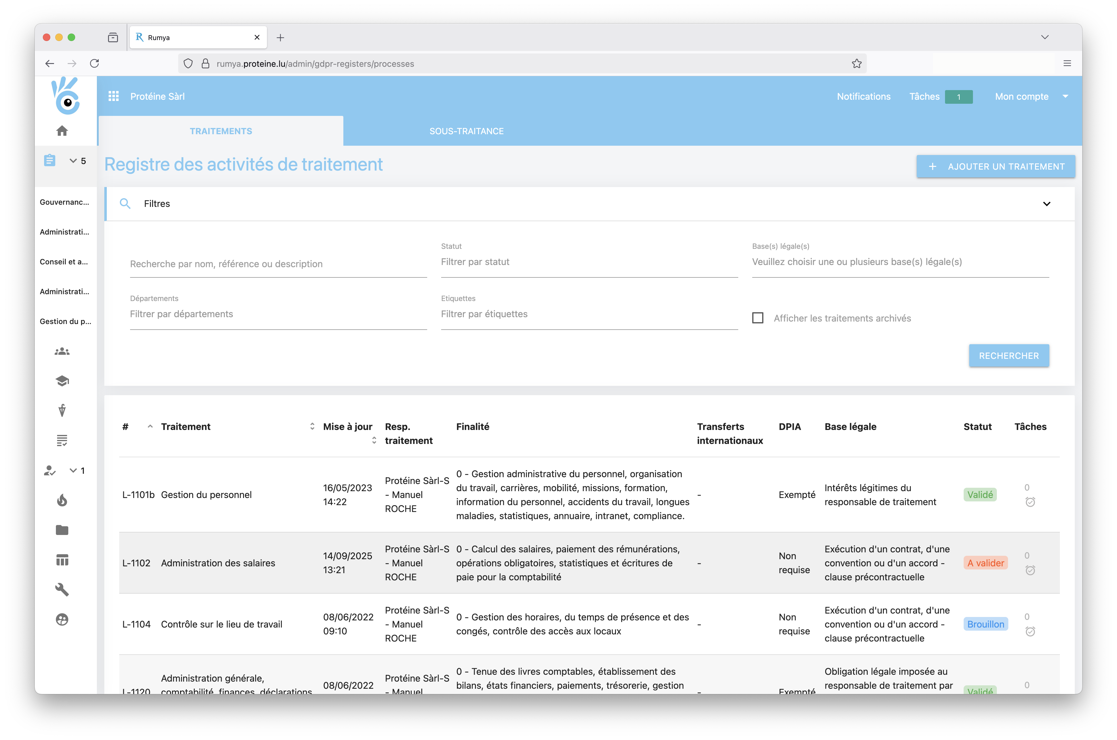 Fiches de traitement